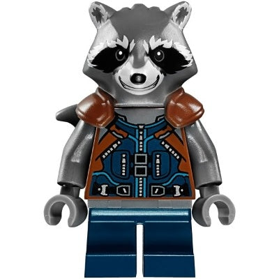 sh0384 Rocket Raccoon - Dark Blue and Reddish Brown Outfit, Dark Bluish Gray Head